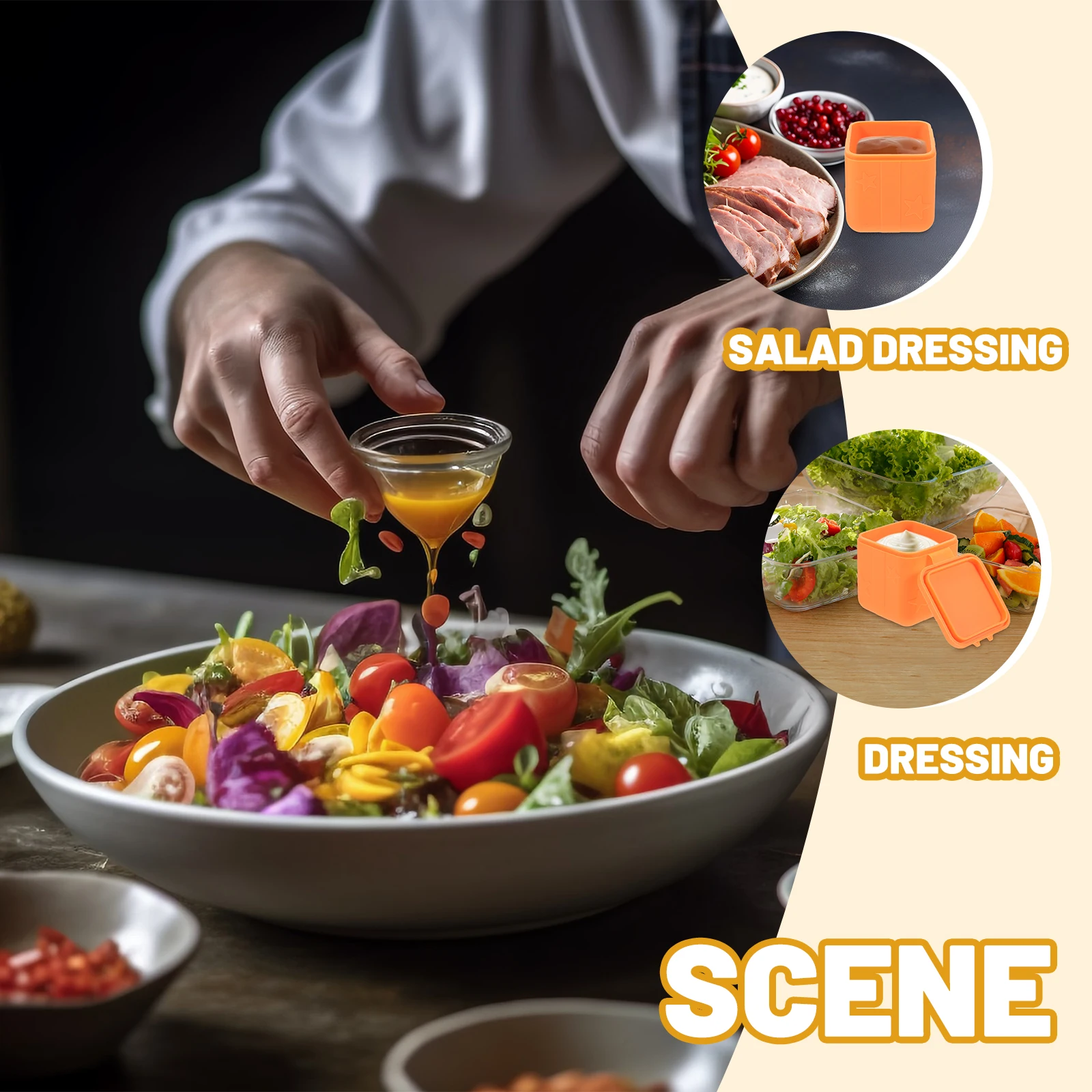 

Small Silicone Sauce Container With Lid Leakproof Condiment Cups For Dressing And Seasoning Storage