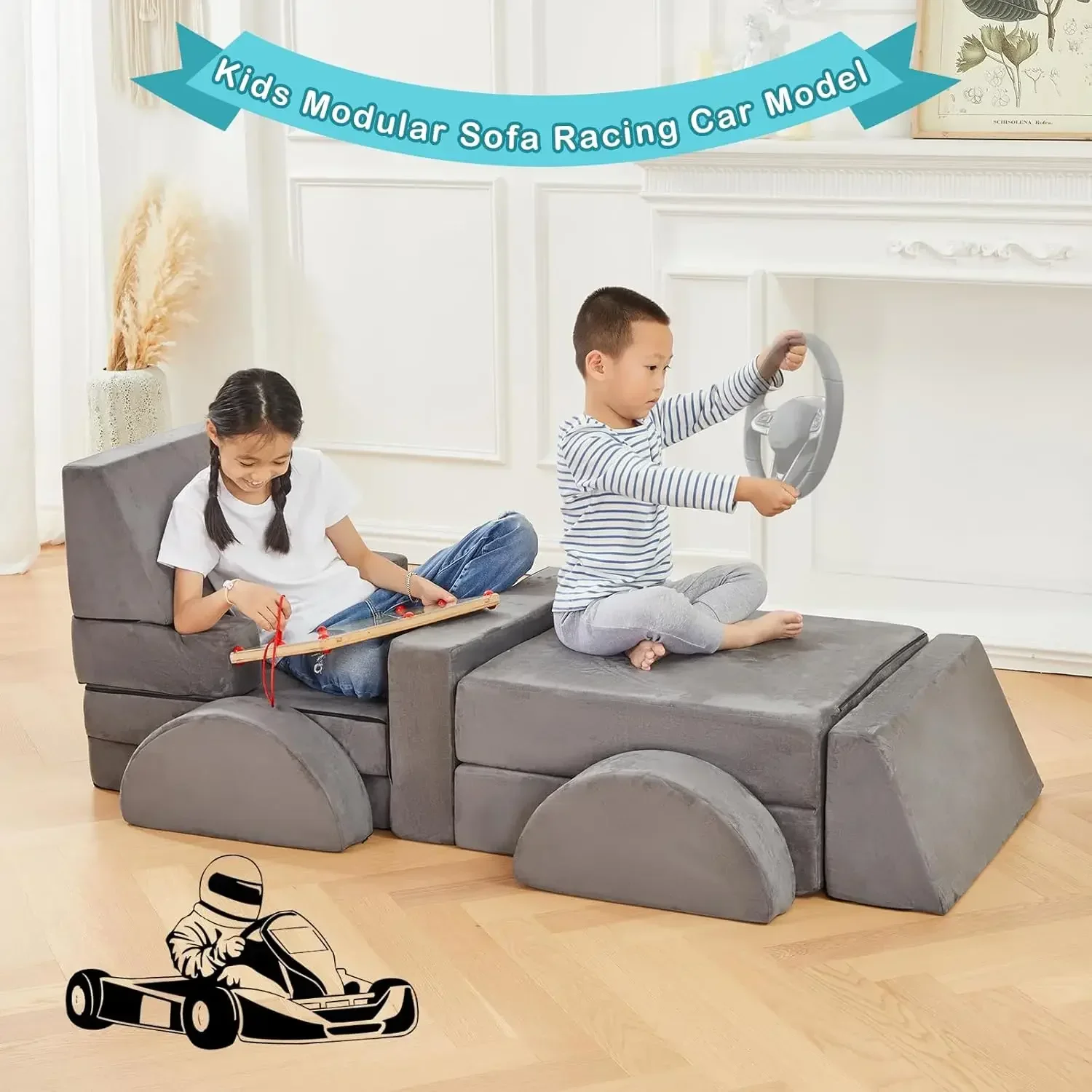 Modulare Kinderspielcouch, Kindercouch zum Bauen, Kindercouch für Spielzimmer und Schlafzimmer, Kleinkindsofa, Kleinkindcouch, die zusammenfalten