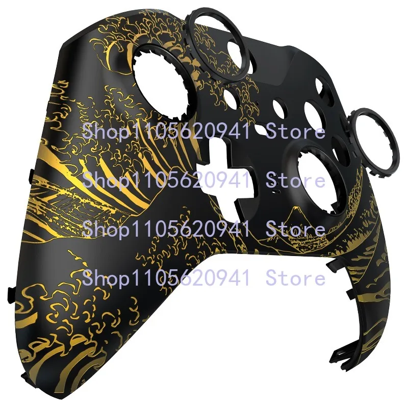 FFF  Xbox Elite Series 2 Surf Black Gold Front Shell Mod Replacement Cover  （ Excluding the handle and the rear cover）