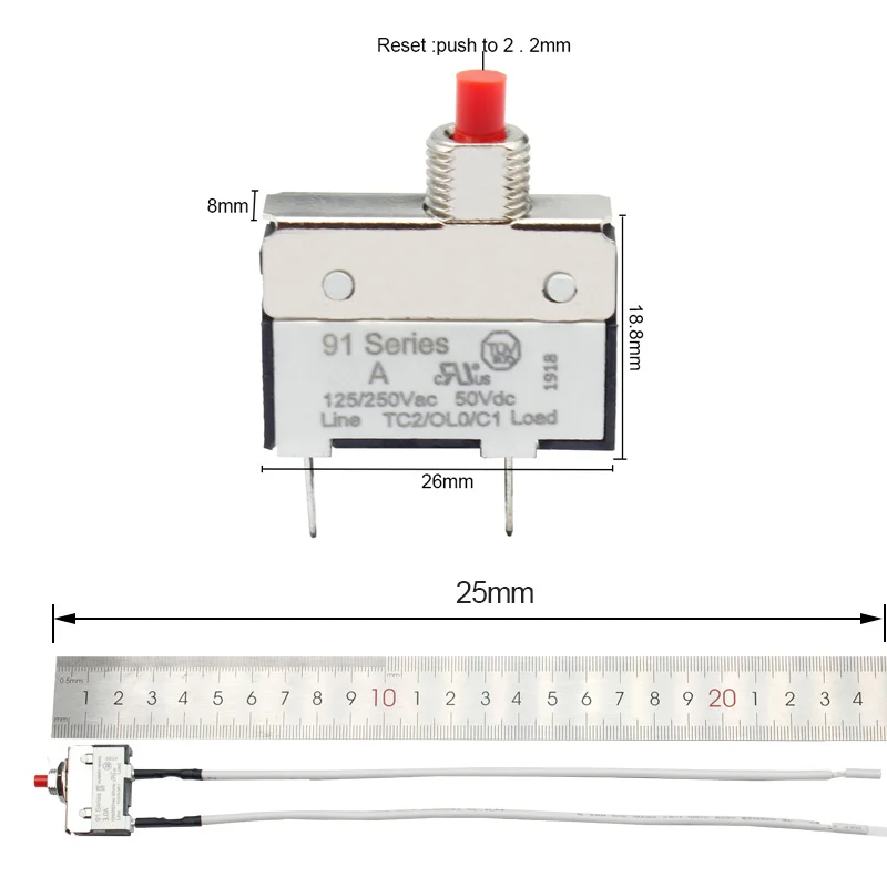 Kuoyuh 0.5A 1A 2A 3A  3.5A 4A 10A Mini Circuit Breaker Switch  Manual Reset Motor Overload Protection