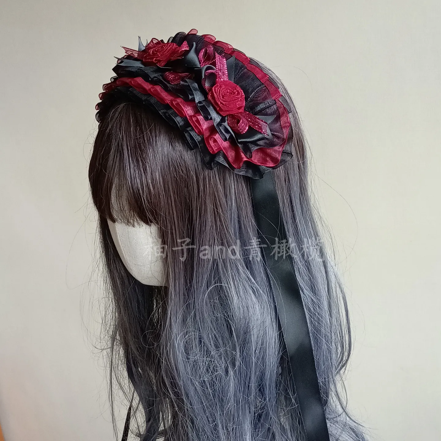 Black and Red Headband Rose Rose Hair Accessories Lolita Headgear Goth Dark Lolita Small Things Flower Wedding Accessories 4