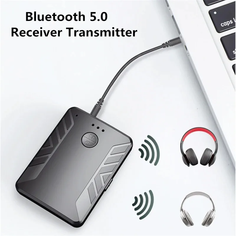 

Wireless Bluetooth 5.0 Receiver TV Transmitter for Headphones Connect Two Bluetooth Headsets Stero Audio RX With Microphone