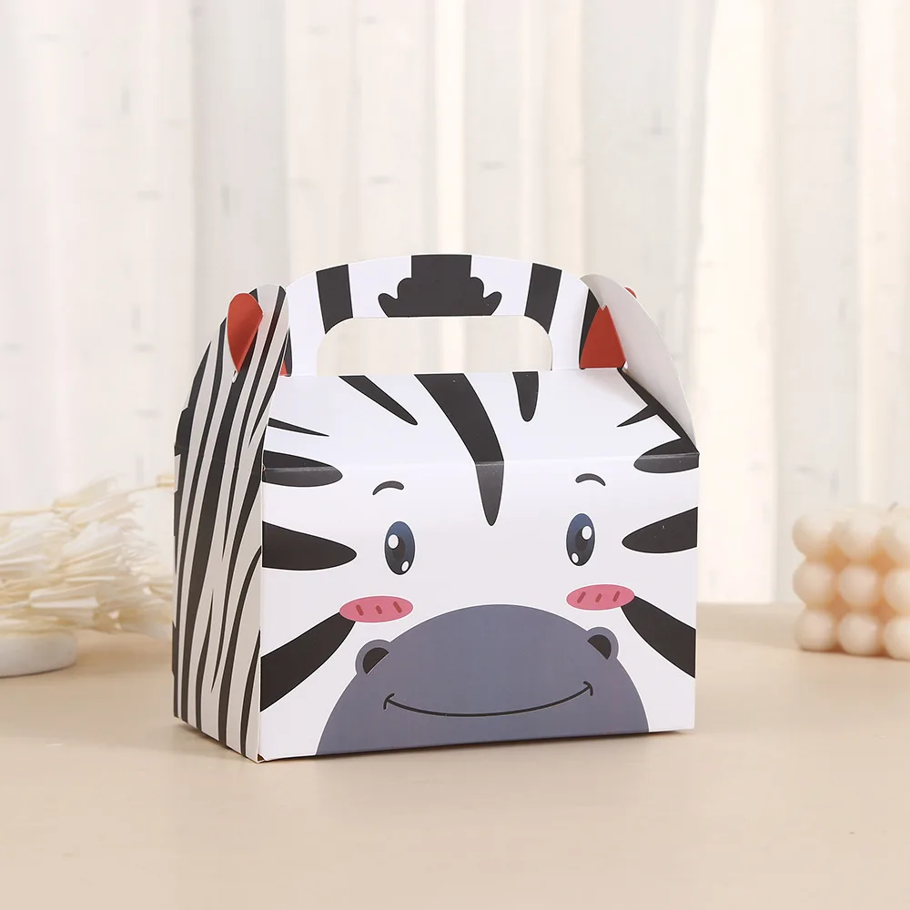 Cartoon Jungle Animals Theme Cake Candy Box, 6Pcs Set