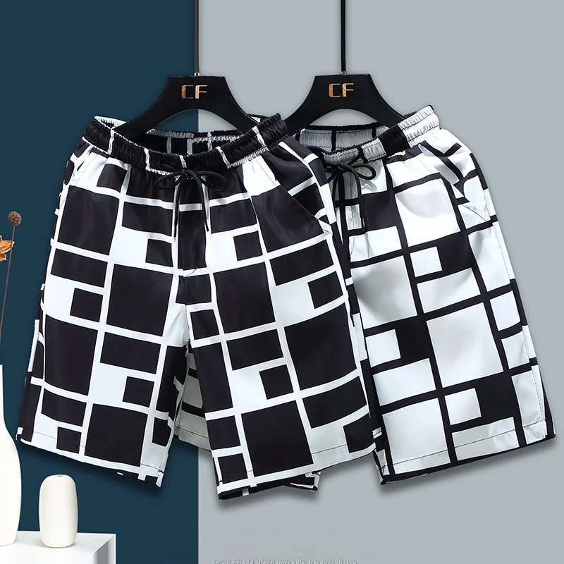 

Мужские спортивные брюки Qui Dry, лето 2023, новые, повседневные, свободные, пляжные, средней длины, прямого кроя, для подростков