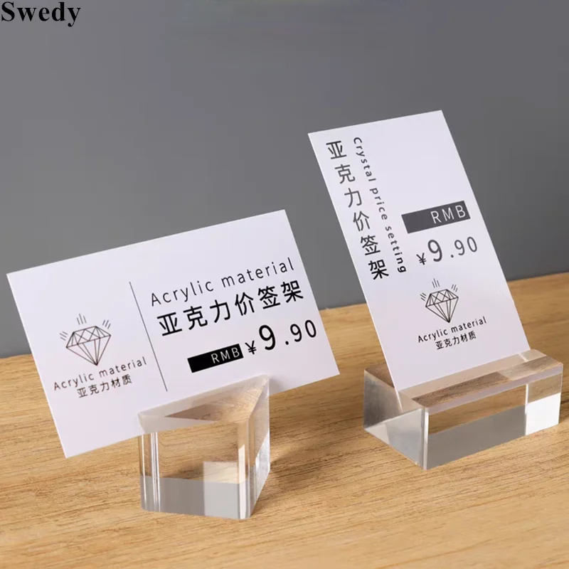 5 Pieces Acrylic Place Card Holder Display Stands Wedding Table Numbers Name Cards Holder Base Product Price Labels Slots
