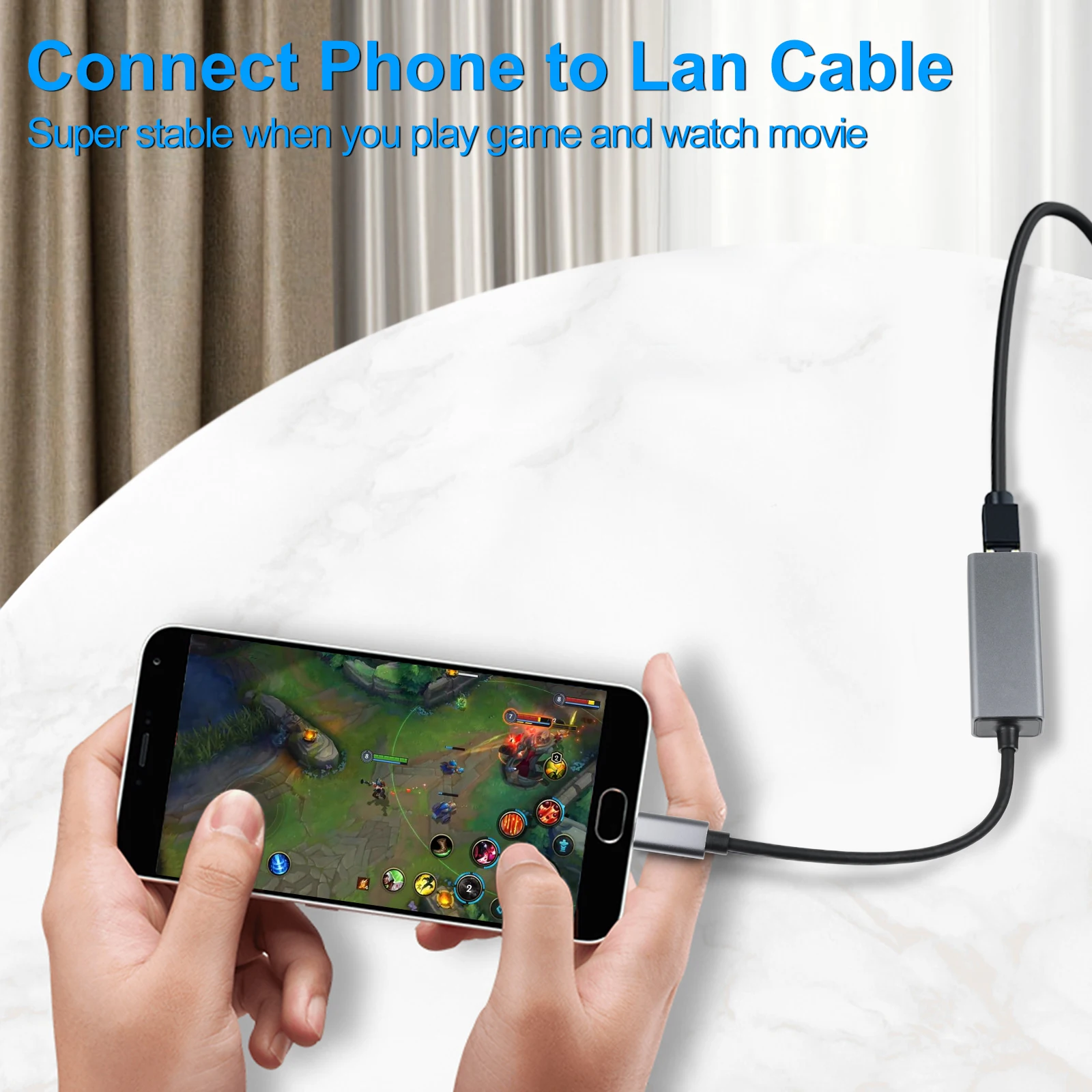 USB C إلى RJ45 جيجابت إيثرنت محول USB نوع C LAN بطاقة محول دعم 10/100/1000Mbps لأجهزة الكمبيوتر المحمول/الكمبيوتر اللوحي/الهواتف الذكية/الكمبيوتر #2