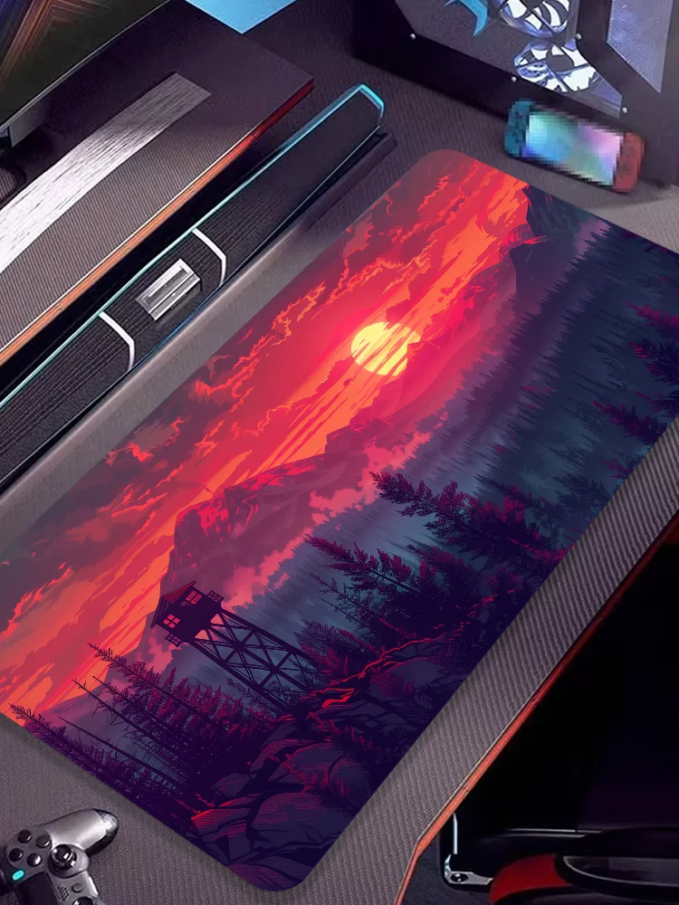 لوحة ماوس ألعاب كرتونية مخصصة ، حصير لوحة المفاتيح ، حصيرة مكتب ، إكسسوارات لغرفة نوم الفتيات المراهقات ، جلد غابة ساعة النار ، أنيمي #2