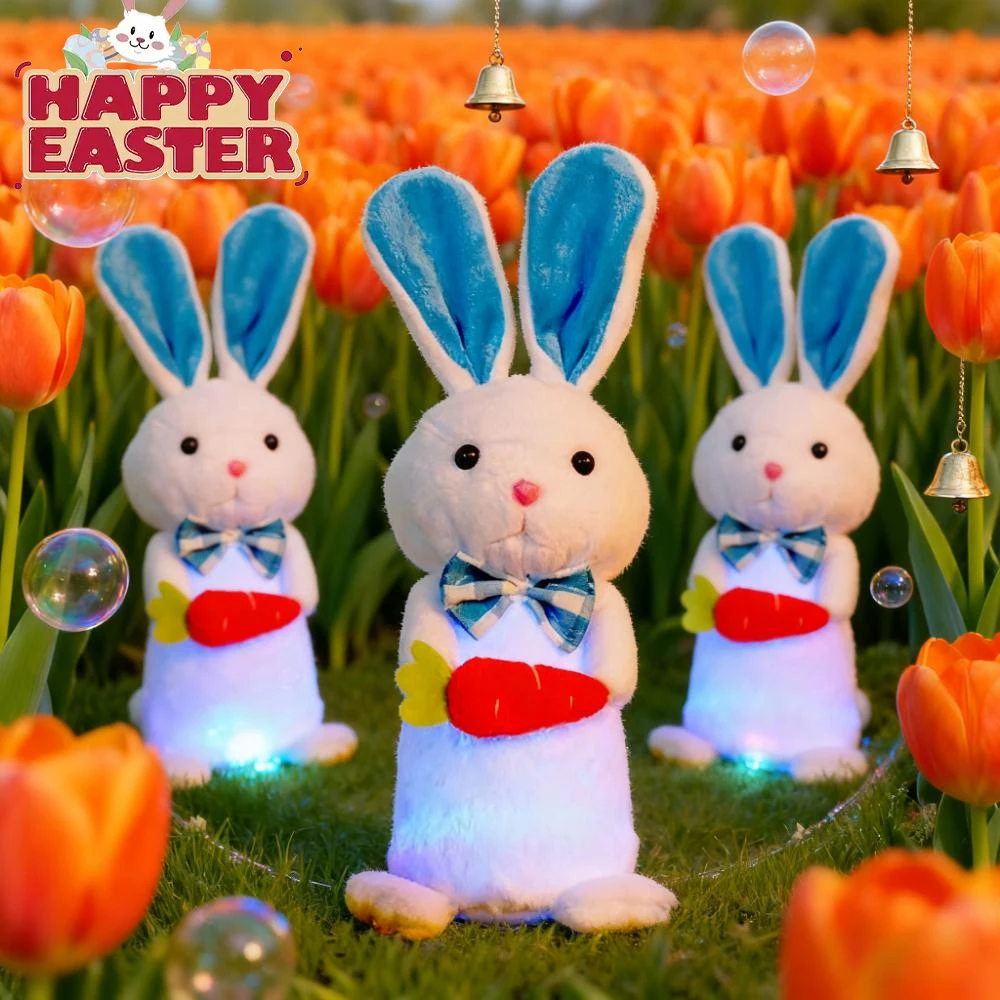 Lapin de pâques mignon, jouet en peluche lumineux pour fête de noël, idées cadeaux, décoration de table pour la maison
