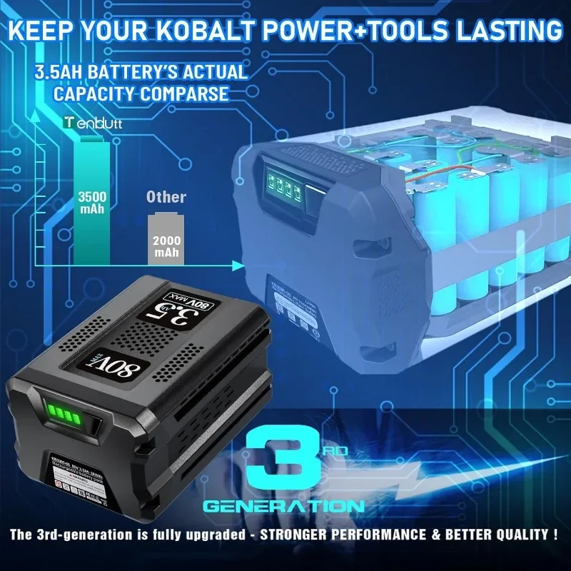 【Mise à niveau 3.5Ah! batterie de remplacement pour Kobalt 80V batterie Max outil électrique sans fil KB 2580-06 KB680-06 KB280-06 Lithium