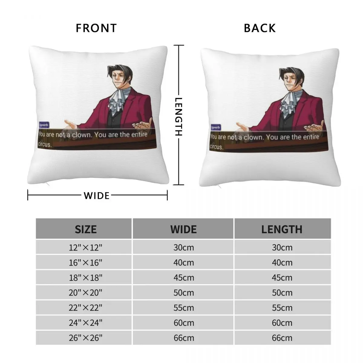 Ace Attorney Miles Edgeworth Square Pillowcase Polyester Linen Velvet Printed Zip Decor Pillow Case Bed Cushion Cover