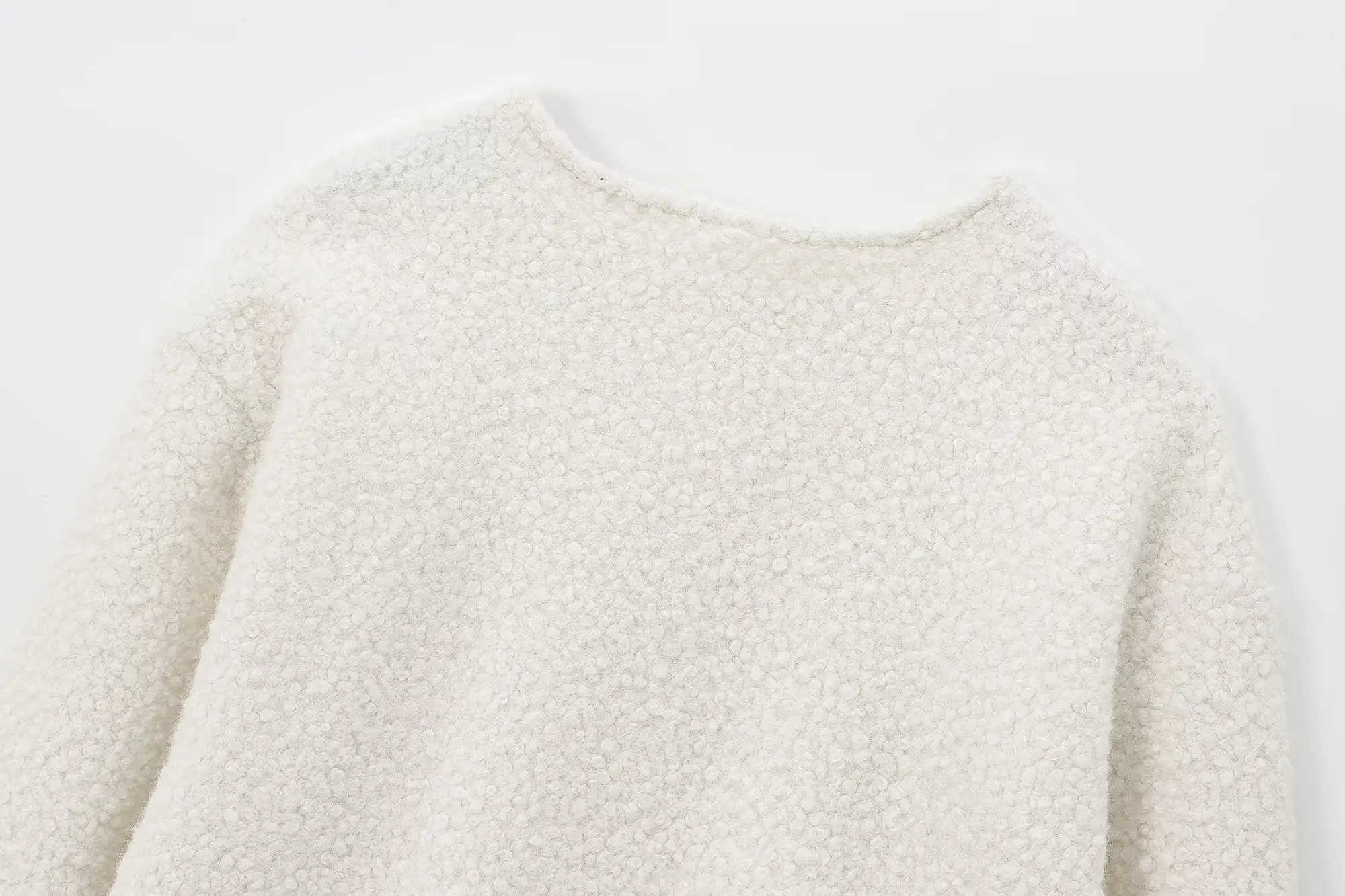 Jenny&Dave Minimalist Round Neck Pearl Leather Loop Hoodie Sweatshirt Women Pullovers Tops