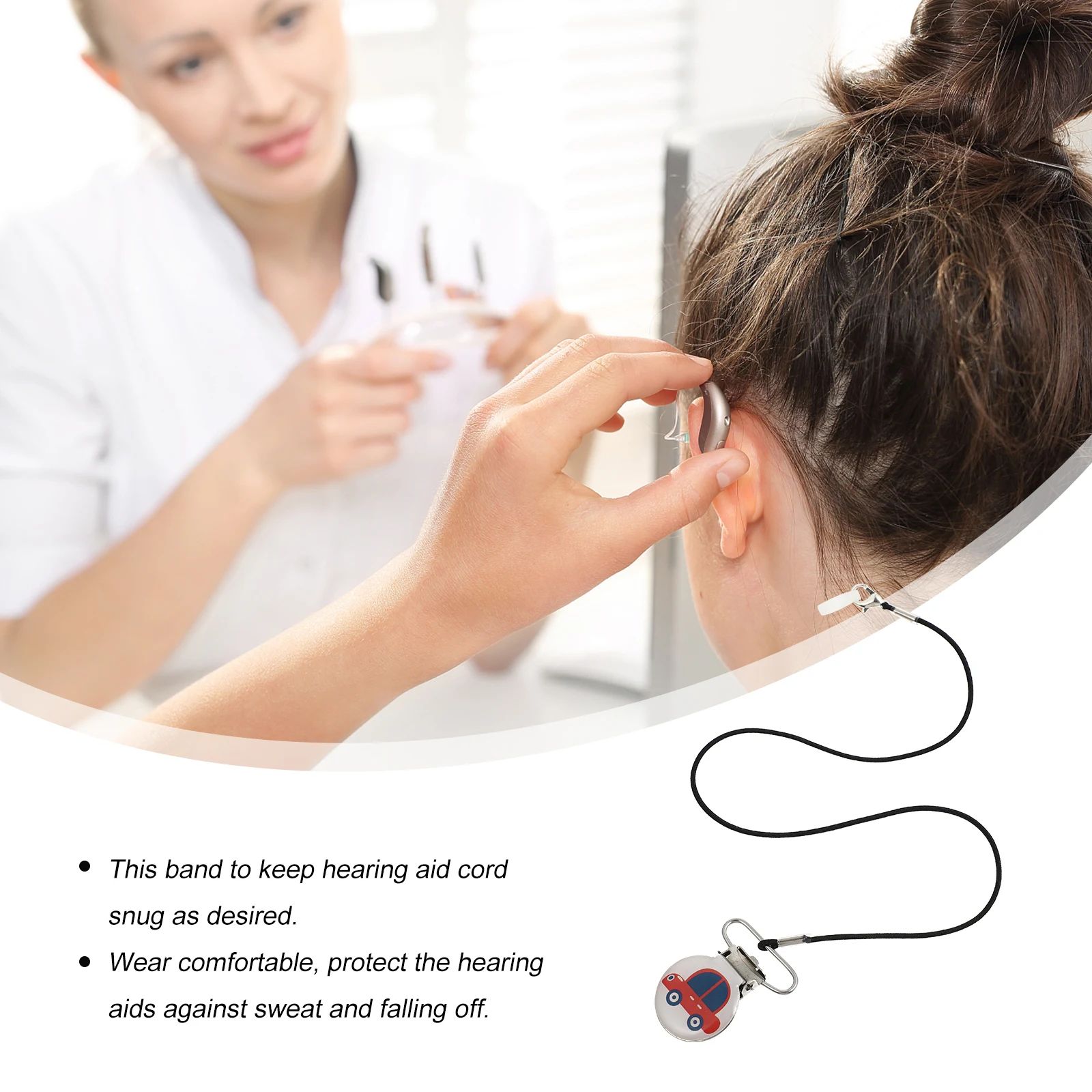 

Anti Lost Lanyard Hearing Aid Saver Elastic Hanging Strap Security Stainless Steel Clip Cord Cartoon Protector