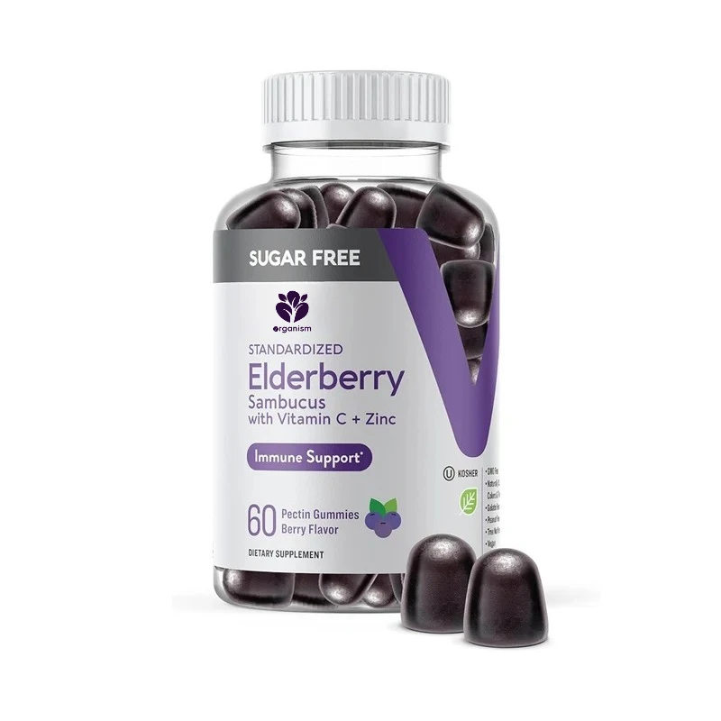 

Elderberry Gummies+Zinc and Vitamin C - Sugar free - Immune support, vegan, gluten free, chewable with a fruity flavor