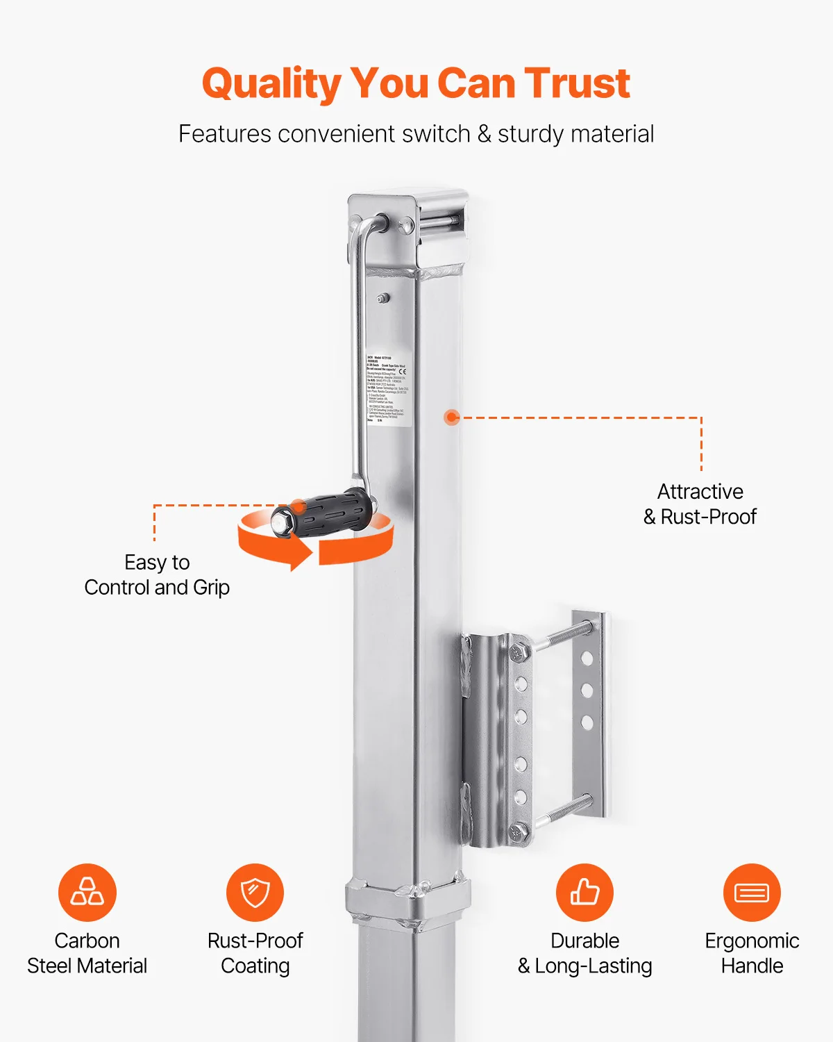Podnośnik boczny do przyczepy SucceBuy 8000lbs, obrotowy, mocowany na śruby, nogi podporowe 28,5 cala z uchwytem, stabilizator, akcesoria do łodzi i kamperów