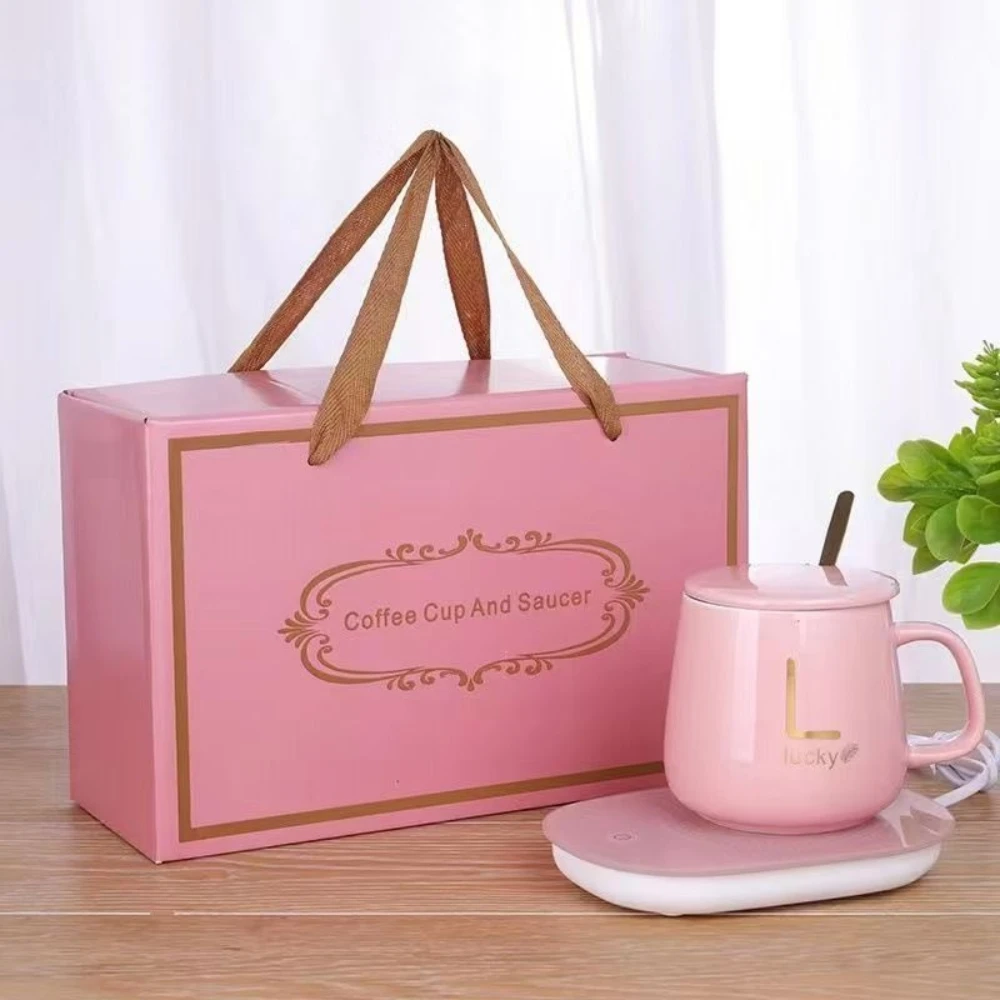Gift box ceramic mug with lid and spoon, heat-resistant household tea and coffee cup for students, creative office ceramic cup