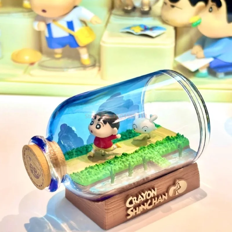 Nuevo Original Re-Ment Crayon Shin-Chan botella escena 2 serie de botellas en miniatura diarias figura de acción montaje caja ciega Juguetes