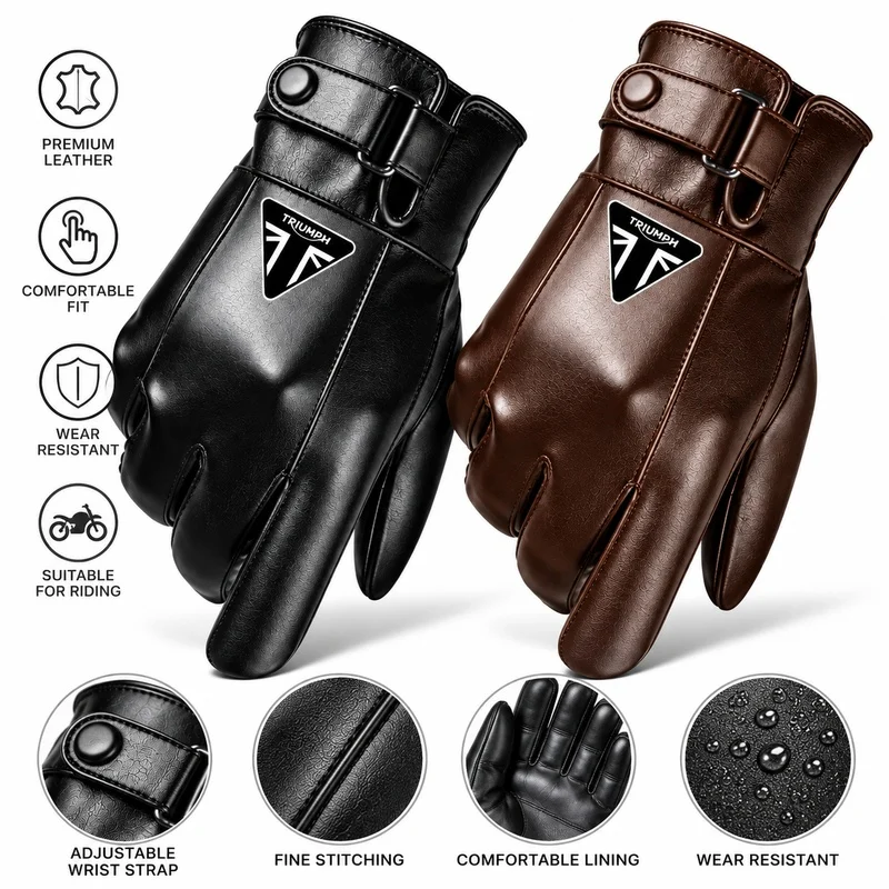 Guantes de cuero para accesorios de motocicleta TRIUMPH Tiger Sport Street Triple, guantes de motocross cálidos y resistentes al viento para invierno.