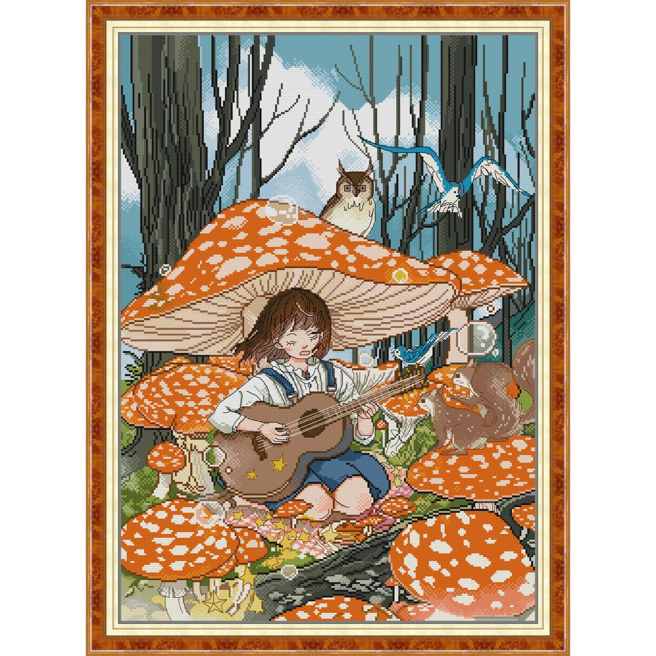 

Joy Sunday Набор для вышивки крестом с предварительной печатью DIY Легкий узор Набор для вышивания ткани Аида - Звук музыки в лесу