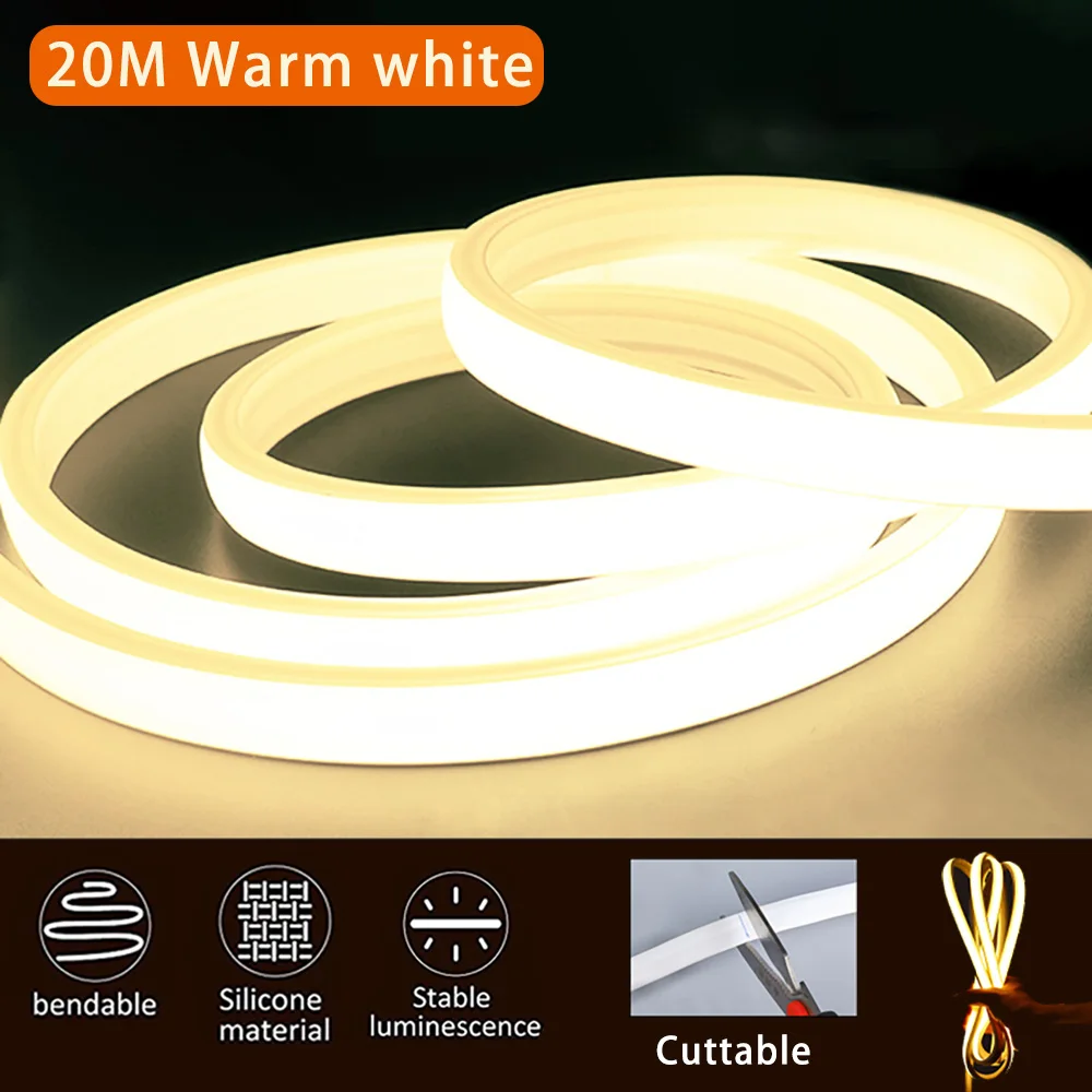 10M/20M Zachte Siliconen neon licht LED Strip Verlichting 220V Hoge Lumen LED Lint Waterdichte Diode tape Outdoor Licht voor Home decor
