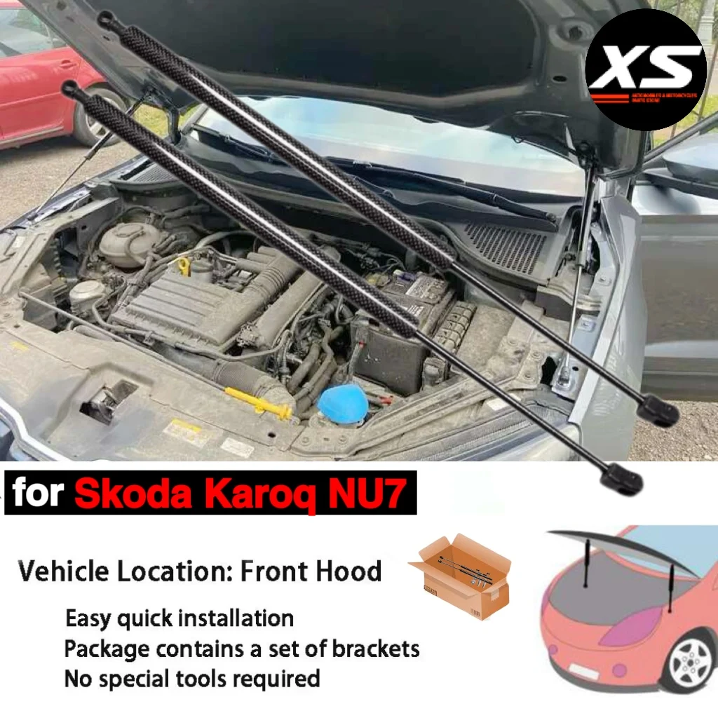 

Hood Struts For Skoda Karoq NU7 2017-2024 Bonnet Modify Shocks Damper Lift Supports Absorber Carbon Fiber Prop Rod Gas Spring