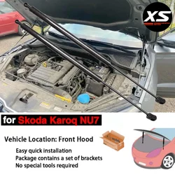 Capa Struts para Skoda Karoq, Bonnet Modificar Damper, Bonnet Damper, Lift Supports Absorber, Fibra de carbono Prop Rod, Gás Spring, 2017-2024