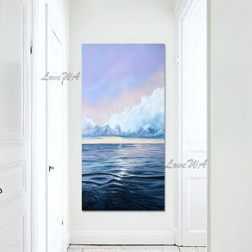 

Latest Arrival cloud wall art painting Unframed abstract beautiful scenery wall painting 3d sea wave Hand Picture Artwork