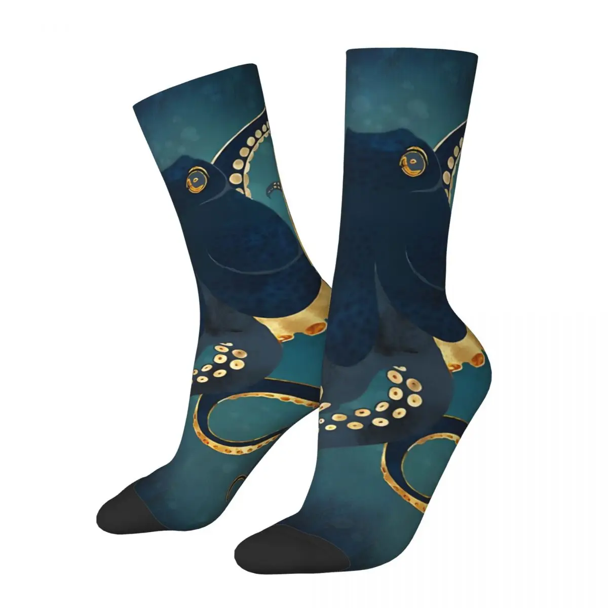 

Crazy compression Metallic Octopus IV Poster Sock for Men Vintage octopus Seamless Pattern Crew Sock Novelty