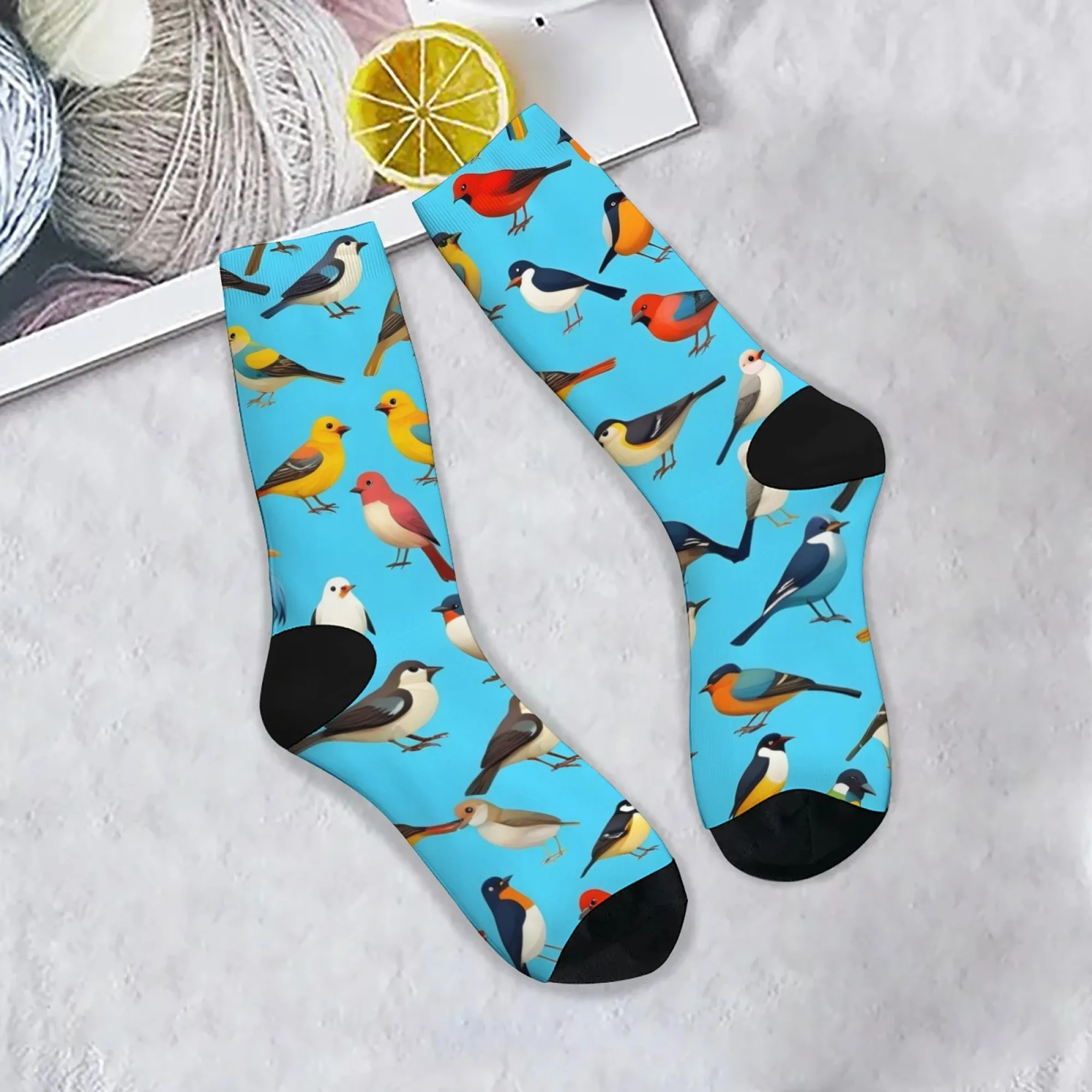 جوارب ذات موضوع توضيحي للطيور مريحة تسمح بمرور الهواء وغير قابلة للانزلاق جوارب غير رسمية جديدة جوارب هاراجوكو للشارع الهيب هوب للرجال هدية ممتعة
