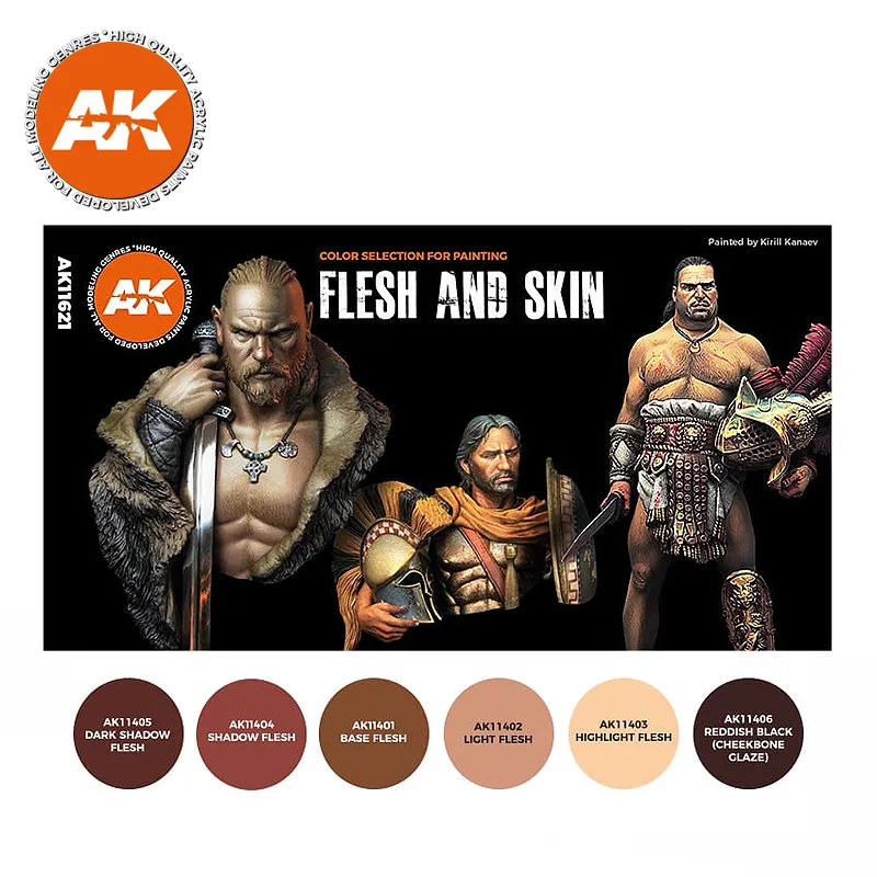 Skin color set 6 pieces set Spain AK third-generation water-based paint AK11621