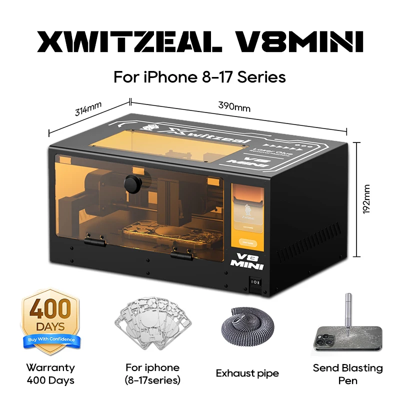 Xwitzeal® V8MINI  Laser Screen Machine for iPhone 8-17 Series Screen Stand/Glass Back Cover/ Camera Removal w/Phone Repair Tools