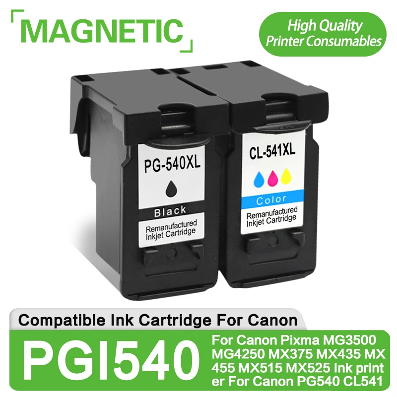 2PK PG540 CL541 Ink cartridge For Canon Pixma MG3500 MG4250 MX375 MX435 MX455 MX515 MX525 Ink printer For Canon pg540XL cl541XL