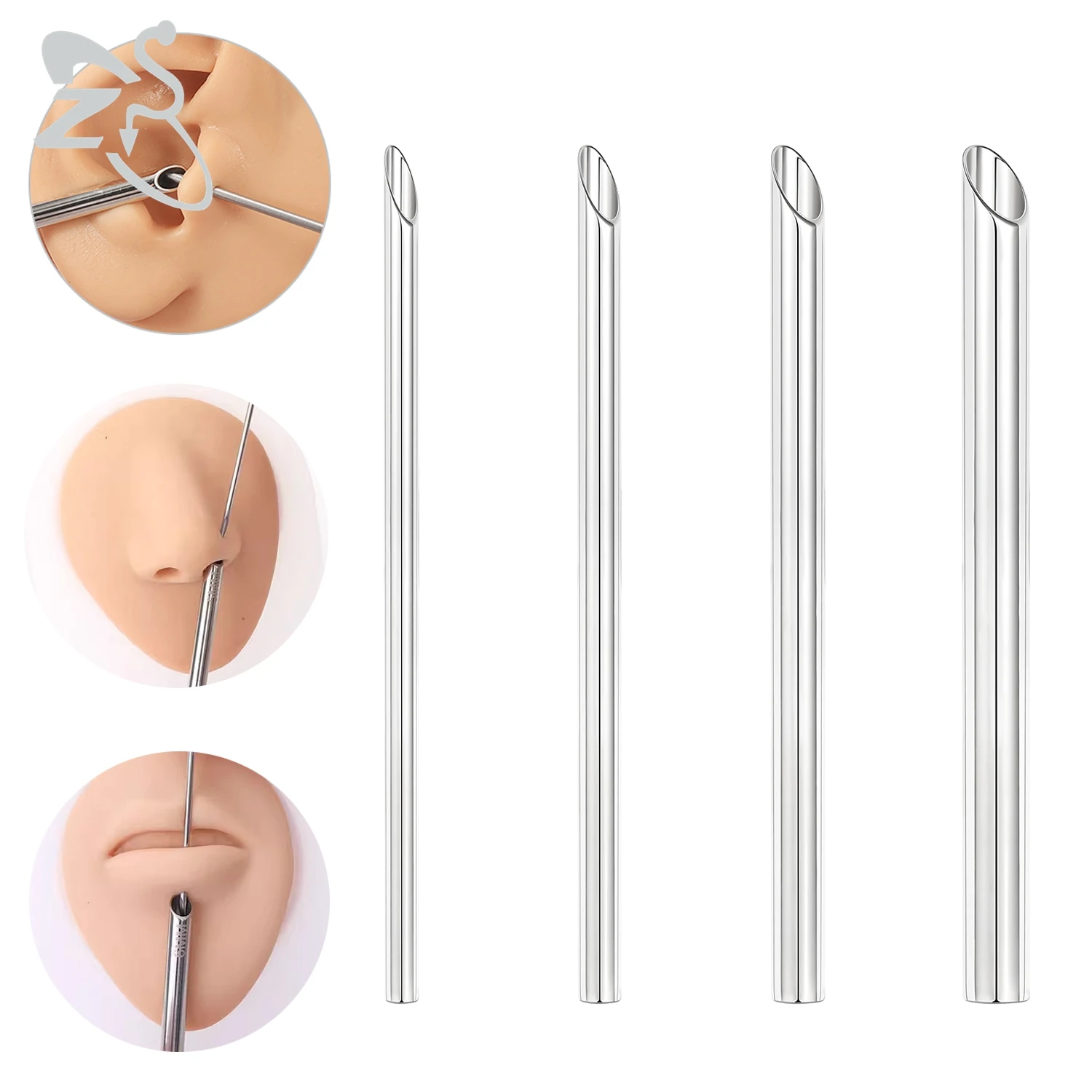 ZS 1 PC 14G/16G/18G/20G Stainless Steel Piercing Men Taper Puncture Insertion Pin Internal Thread Threadless Piercings Tool Kits