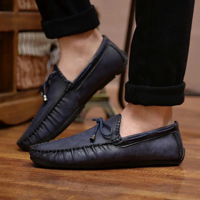 Fashion Leather Men Casual Shoes Luxury Brand comfortable Slip on Formal Loafers Men Moccasins Italian Soft Male Driving Shoes