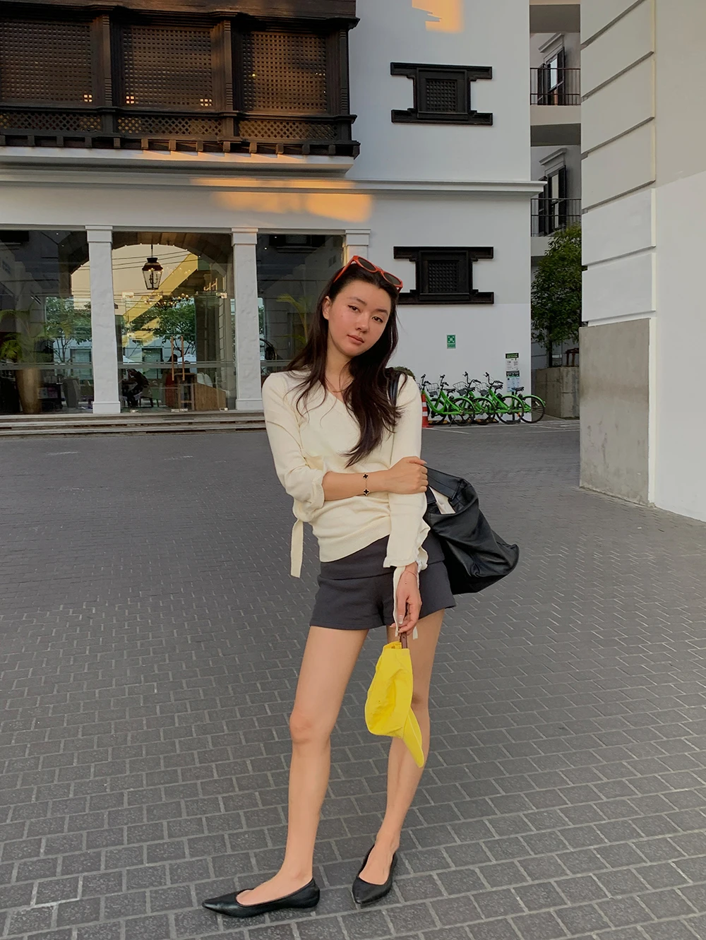 

LILUSHOP 100% Cotton Yarn Sash V-Neck Knitwear New Arrival Slim Fit Long Sleeve Crew Neck Pullover Spring Fashion Women's Top