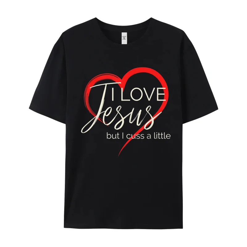 Combed cotton Print Tops Tees Family Short Sleeve Mans T Shirt I Love Jesus But I Slogan Thanksgiving Day Tops Shirt O-Neck