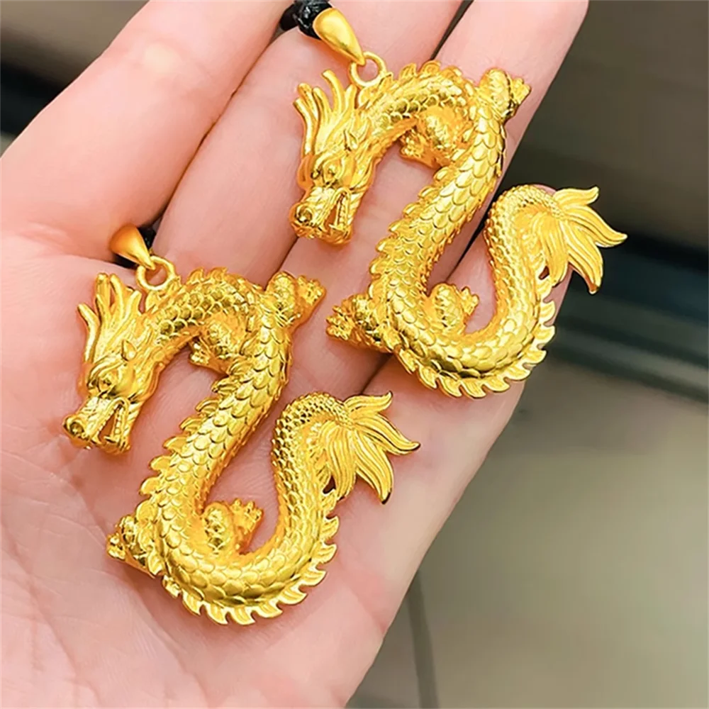 

1pcs Pure 999 24K Yellow Gold Men Women Lucky Dragon Pendant 3.8-4g