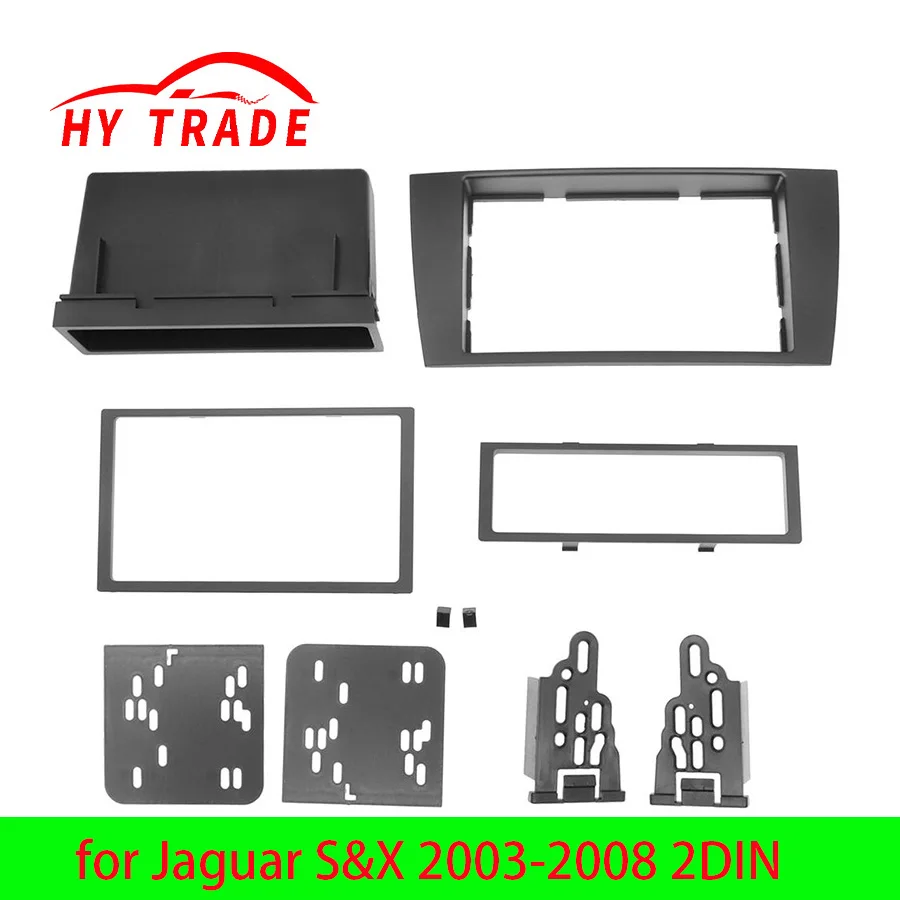 HY Fascia de Radio de coche para Jaguar S & X 2003-2008 2DIN Panel de marco estéreo Kit de montaje de tablero adaptador molduras de bisel Facia