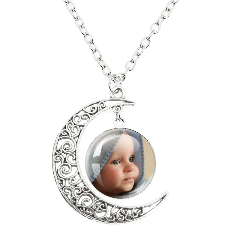 New Personalized Custom Pendant Round Necklace Glass Pendants Mum Dad Baby Grandpa Parents Custom Gifts