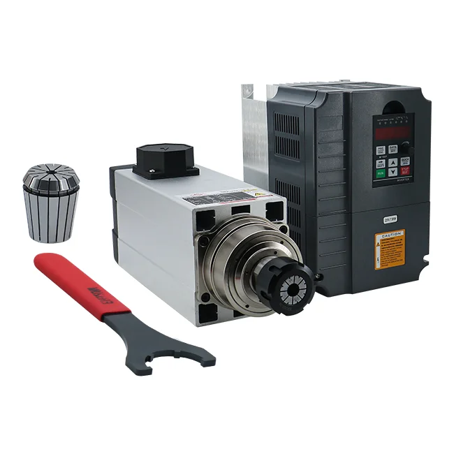 

220/380 В, 18000 об/мин ER32, керамические шарикоподшипники, шпиндель с воздушным охлаждением, 6 кВт, шпиндель и комплект VFD 7,5 кВт