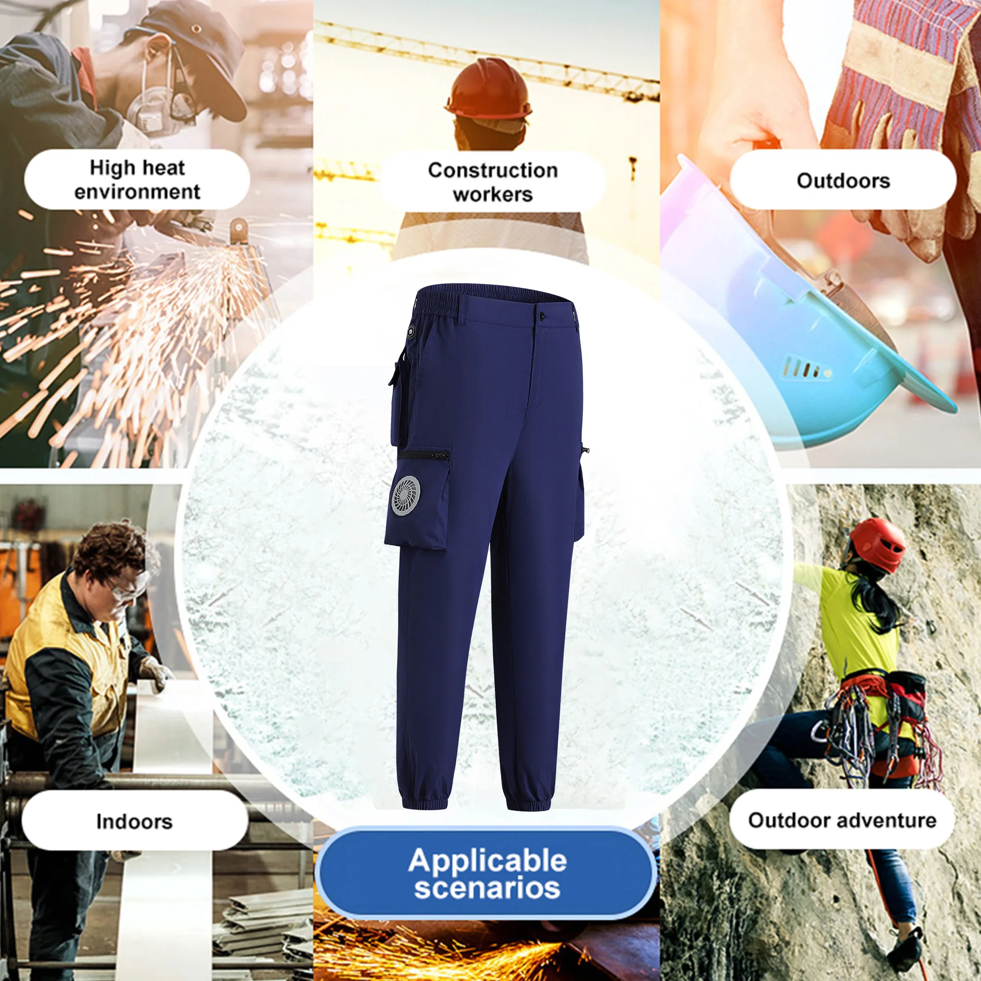 Fan Pants Cold Fishing Camping Ride Climbing Hiking Sports Fan Suit Air-Conditioning Clothes Fan Cooling Outdoor Work 