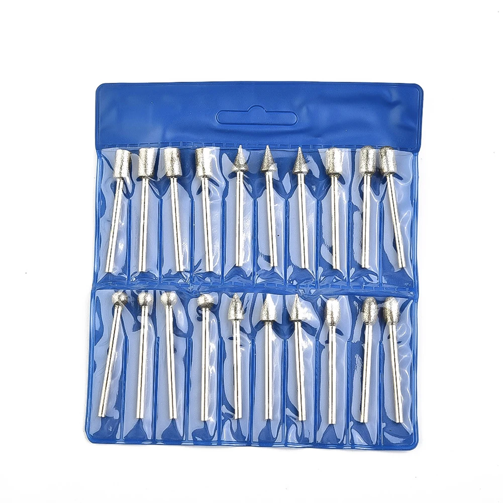 Comprehensive Diamond Drill Bit Collection Includes Twenty Pieces Featuring a 3mm Shank for All Your Crafting Needs