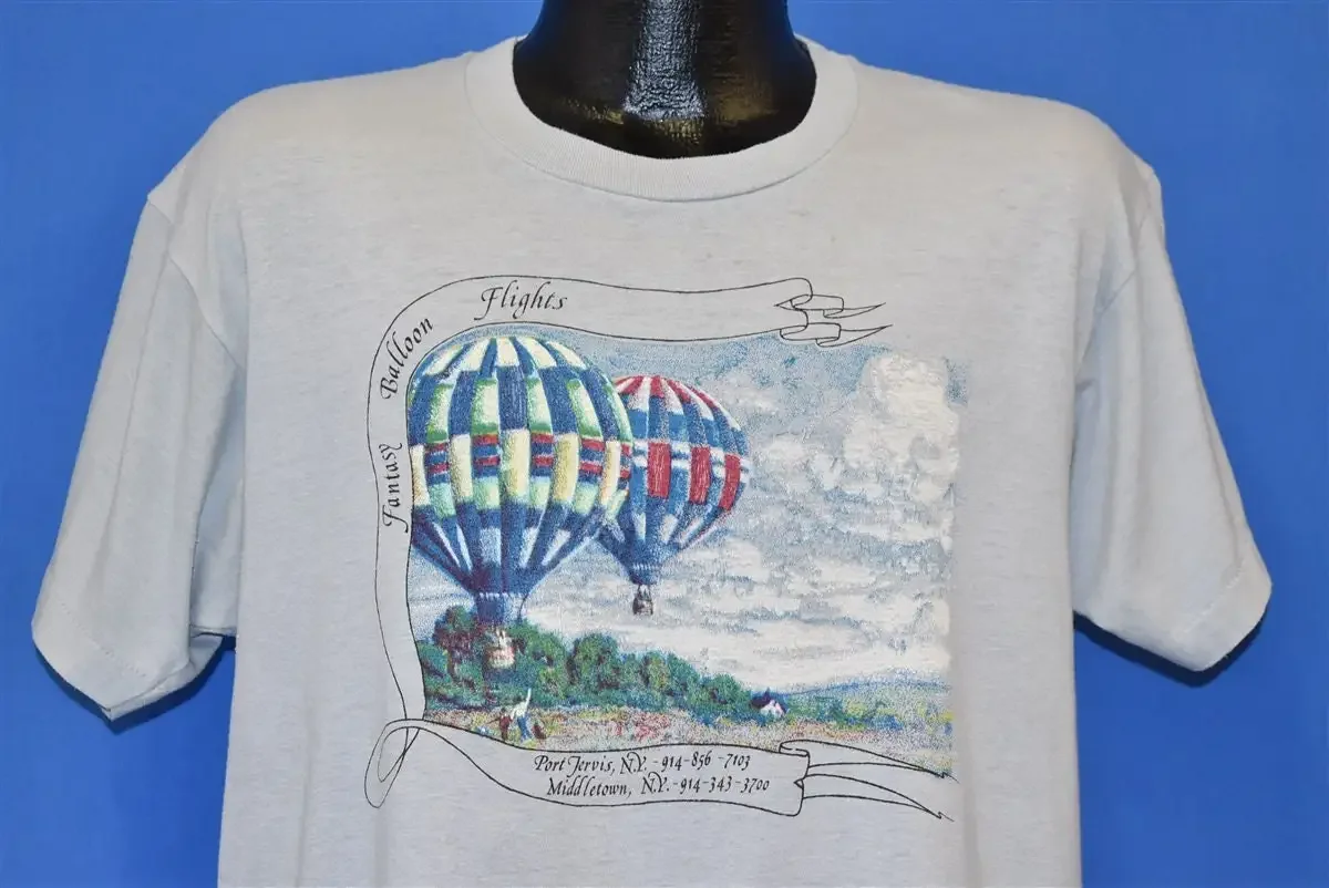 80s Fantasy Hot Air Balloon Flights New York Tourist T Shirt Large