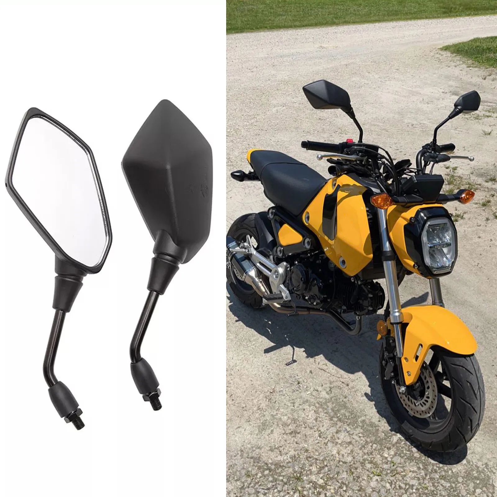 

10MM Black Motorcycle Rearview Side Mirrors For 2014-2023 2022 Honda Grom MSX125