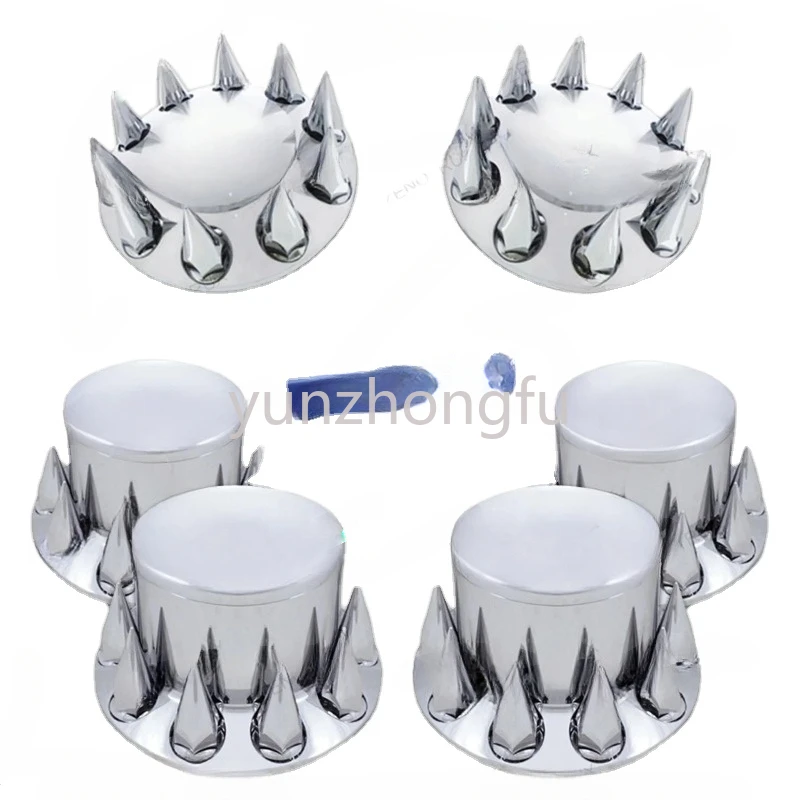 Complete Chrome Axle Cover Kit with 33mm Spiked Thread-On Lug Nut Covers