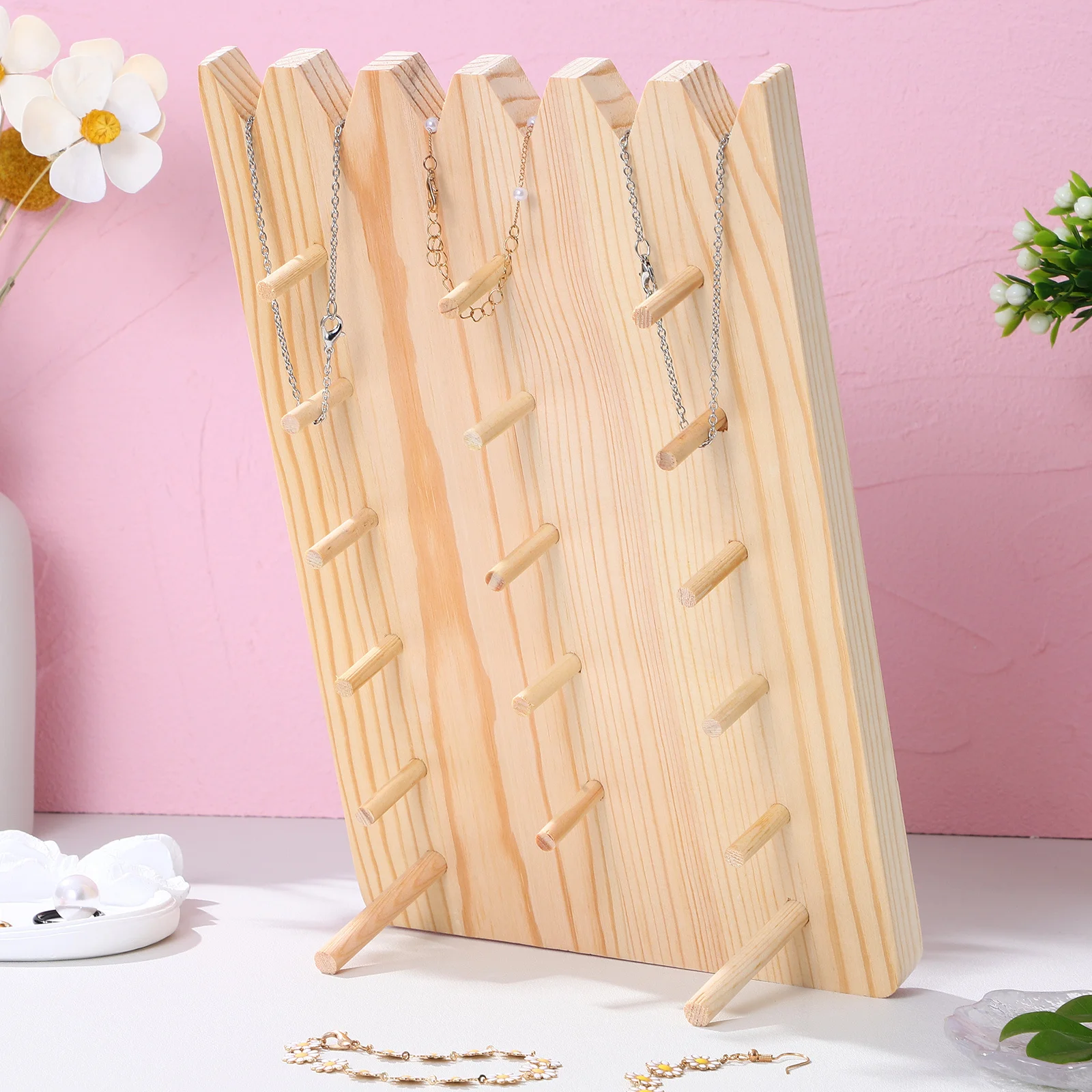 

Necklace Holder Stand Wooden Display Rack for Jewelry Storage and Showcase Functional Ornament Stand Compact Size Fits Any