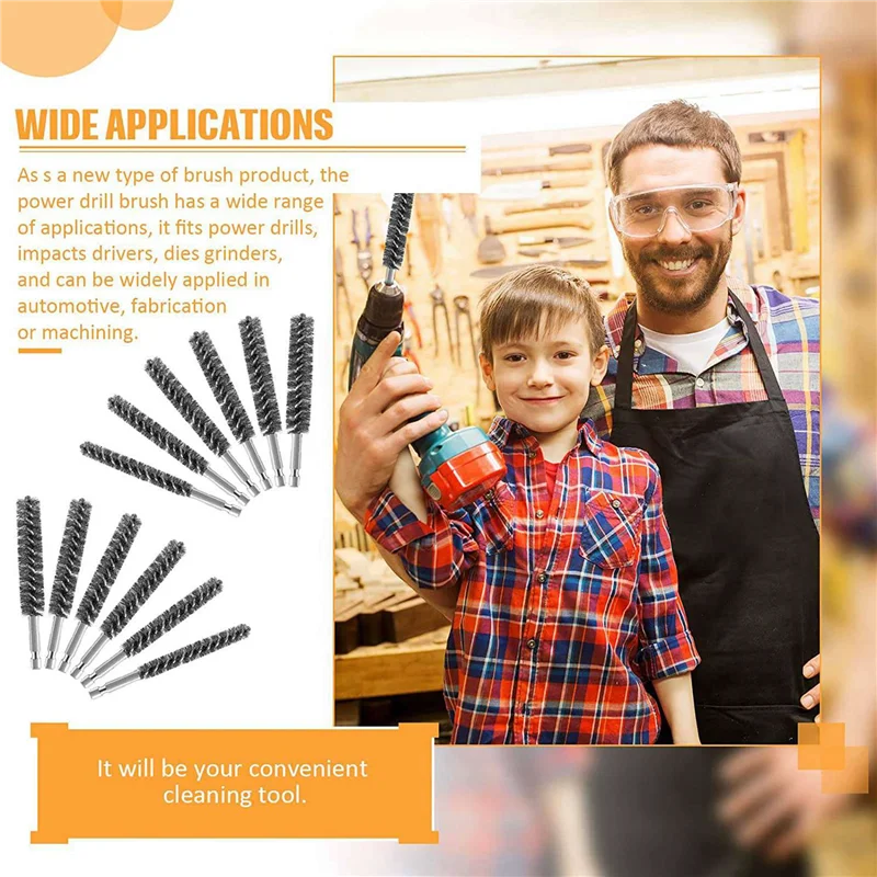 Cepillo de acero inoxidable con cerdas de acero inoxidable, cepillo de alambre para taladro eléctrico con mango de vástago hexagonal, 24 Uds.-B51B