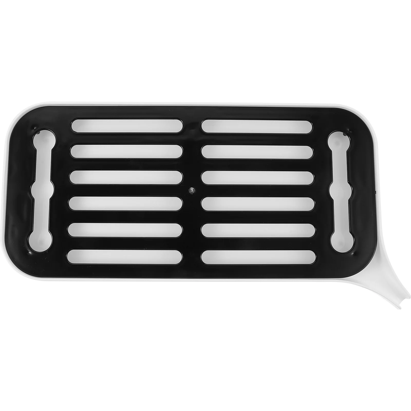 

Creative Rectangular Kitchen Drain Cup Holder Double Tray with Spout White Gray Board Dish Fruits Serving Sink Drying Rack