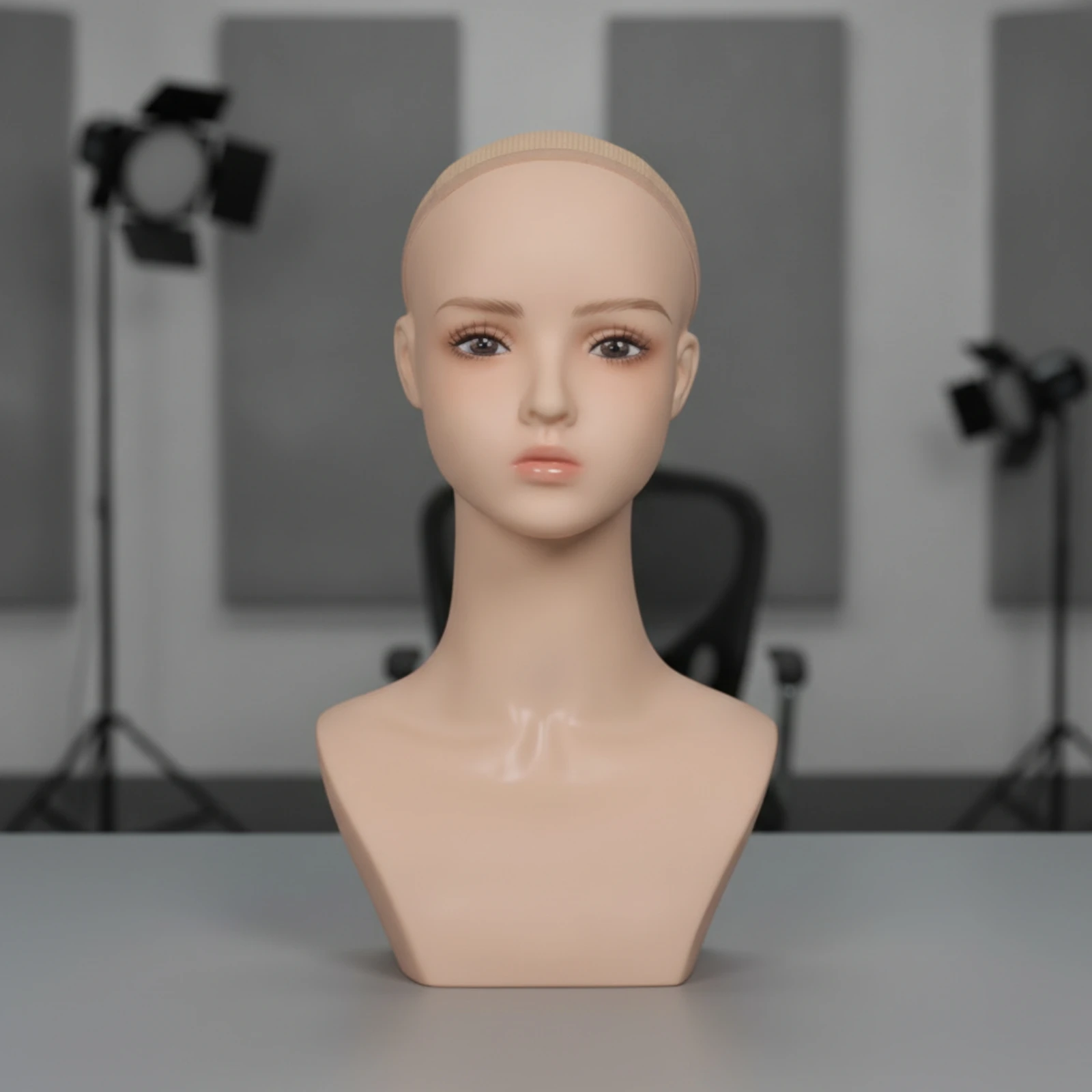 PVC Mannequin Head and Shoulder Bust Professional Mannequin Head with Shoulder Lifelike Smooth for Salon Owners, Boutique 3