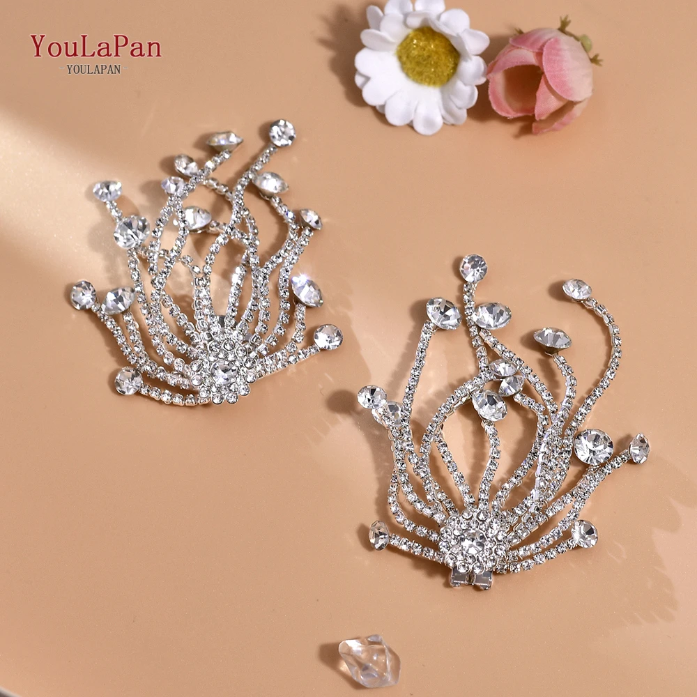 TOPQUEEN Wedding Bridal Rhinestone Shoe Buckle Women High Heels Decoration Shiny Shoes Clips Handmade Accessories HX64