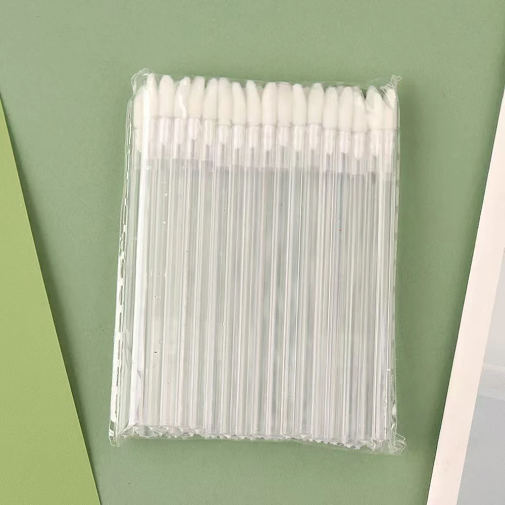 50개 일회용 립 브러쉬 휴대용 속눈썹 연장 마스카라 어플리케이터 립 글로스 립스틱 사선형 브러쉬 화장 도구